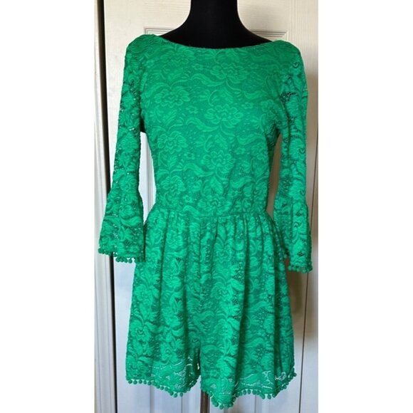 GB Brand Green Lace Romper Shorts High-Rise Polyester Blend Junior's Size L-READ - Picture 15 of 16